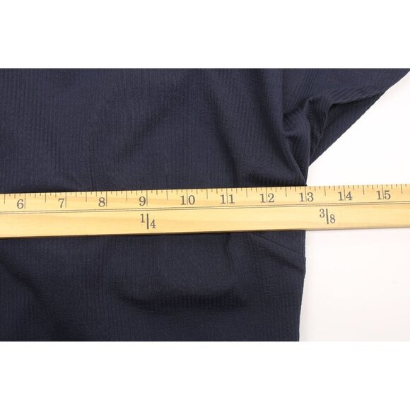 Theory Andrizza Twisted Back Navy Soft Stretch Seersucker Sheath Dress Sz 0 NEW - Picture 5 of 11